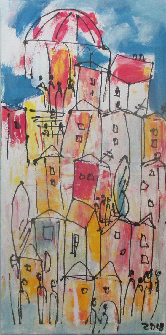sunny mediterrean city xl Acrylpainting  19,7 x 39,4inch