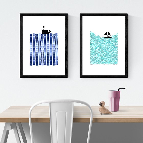 2 x A3 size FRAMED print bundle - save 15% for UK Delivery only