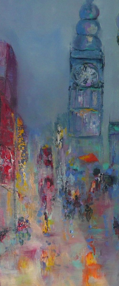 Londoners in the Rain by Lesley Blackburn