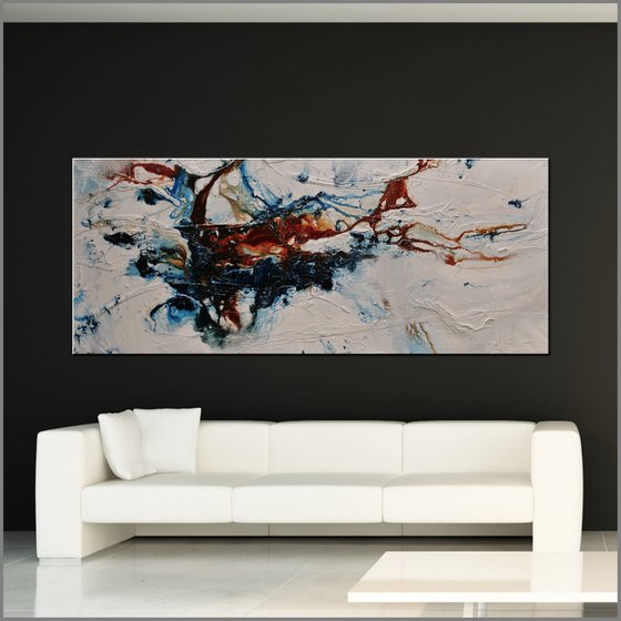 Midnight Oxide 240cm x 100cm Blue Brown White Abstract Art