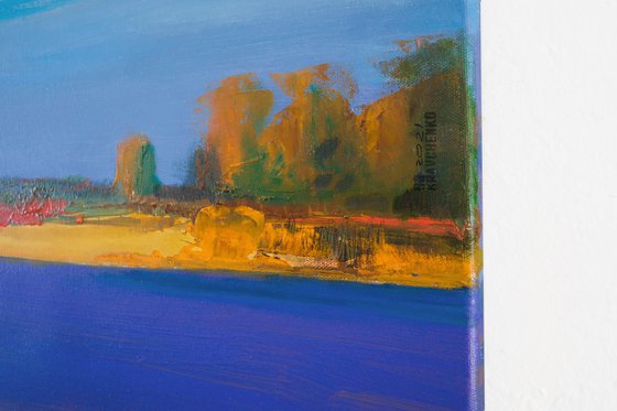 Fall on my river 30x30 inch 76x76cm by Bo Kravchenko