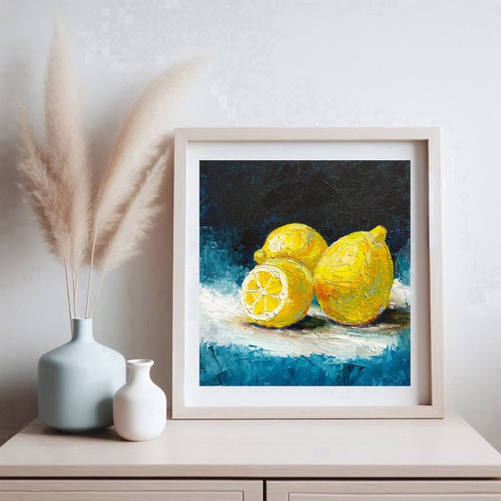 Still life of three lemons