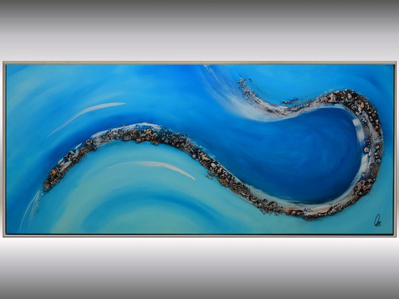 Big Wave 2 - Abstract Art - Acrylic Painting - Canvas Art - Framed Painting - Abstract Golden Sea Painting - Ready to Hang