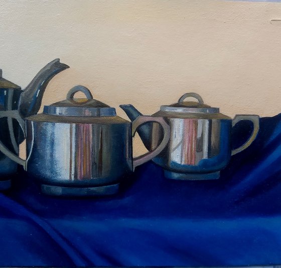 Teaset on Blue