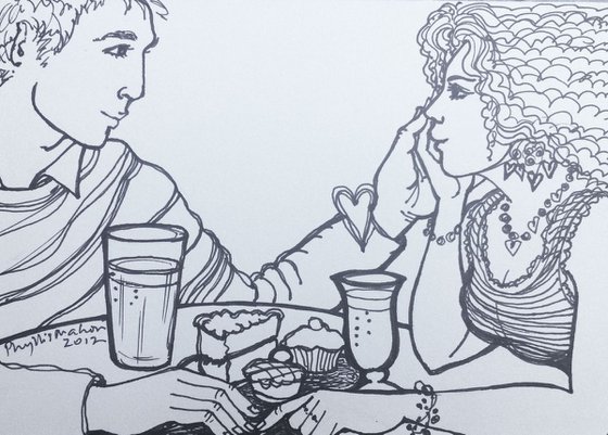 Cakes and Ale - lovers gazing (from my 2012 sketchbook)