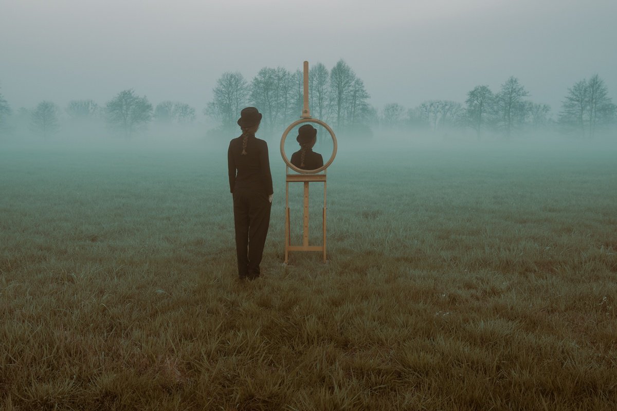 Surrealistic Portrait Photograph By Kachna Lipa, 35 X 24", In The Mirror, Original Artwork