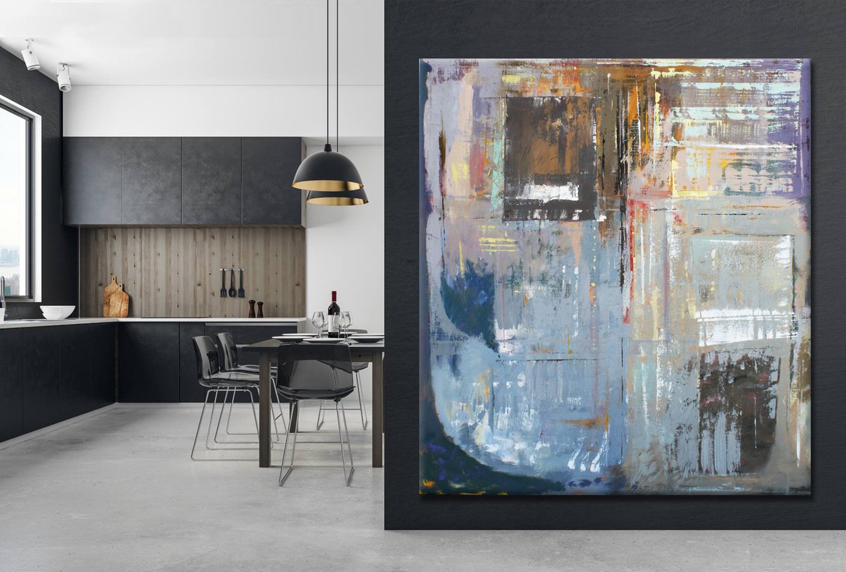 Abstract Acrylic Painting By Veljko Martinovic, 71 X 79", "Haze", Original Artwork