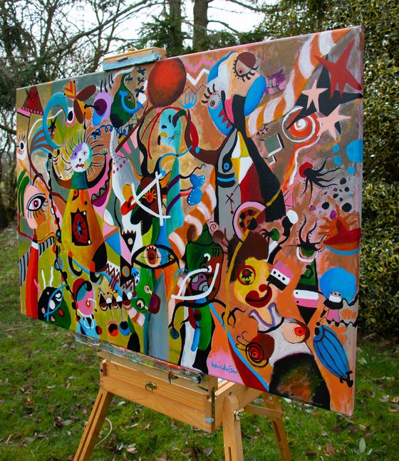 Full Of Love, Originalabstract painting inspired by Joan Miro, Wall art, Ready to hang