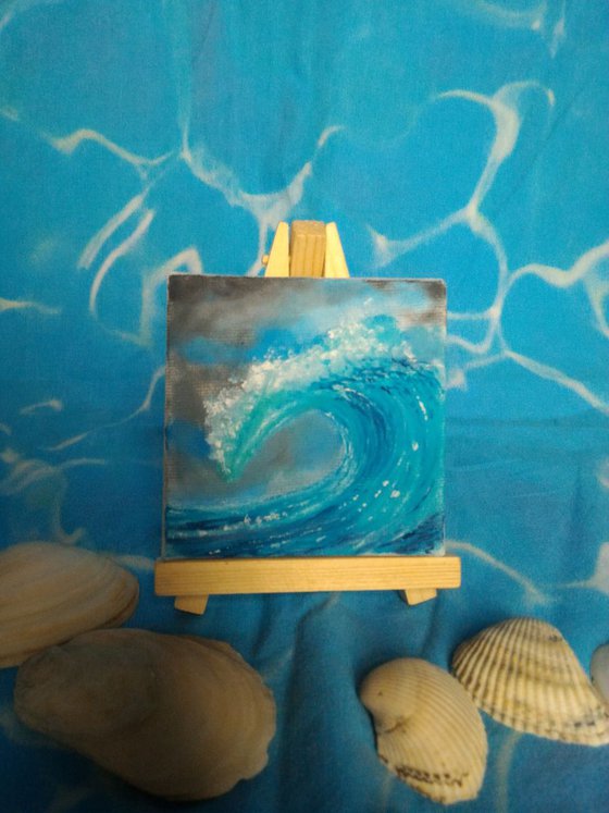 Miniature wave seascape #06 - Easel included