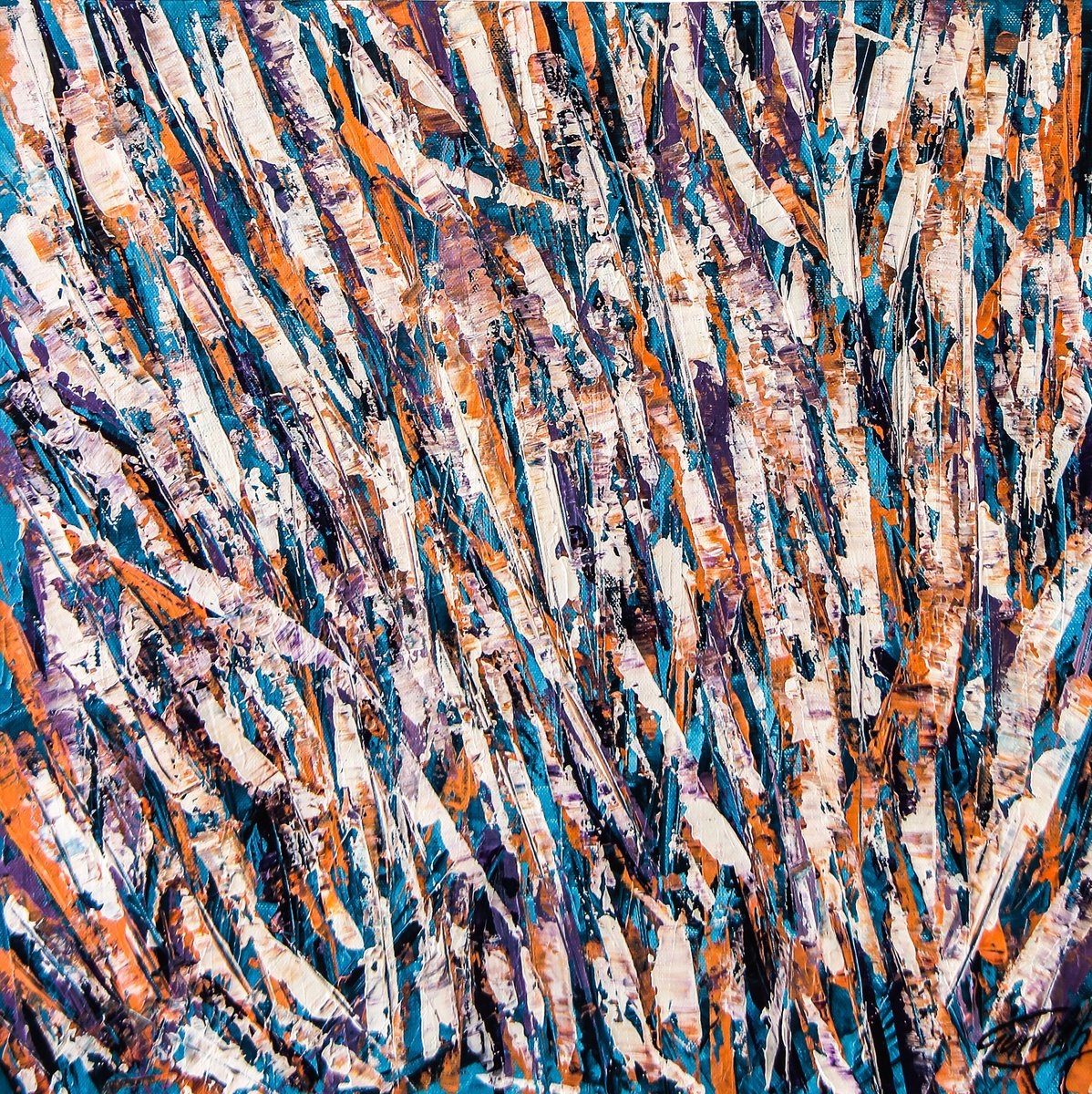 Abstract Acrylic Painting By Artist Gurdish Pannu, 18 X 18, Beautiful Garden Wall, Original Artwork