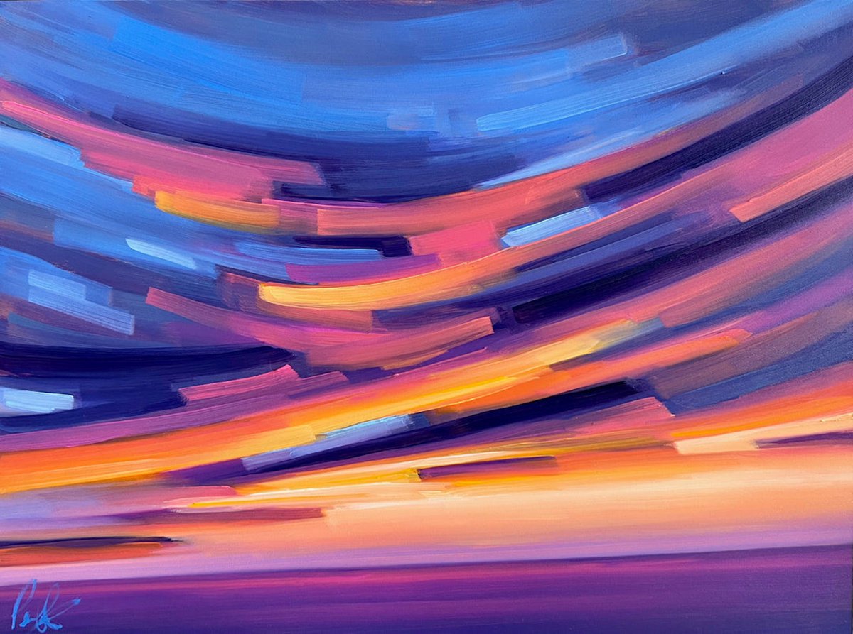 Sunset in Hues of Pinks, Purples, and Sunburst Yellows by Grant Pecoff