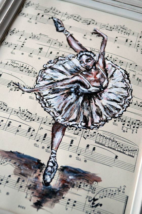 Framed Ballerina XVIII -Vintage Music Page, GIFT idea