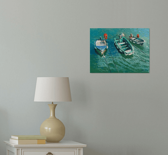 France Seascape - Three Boats at Rest