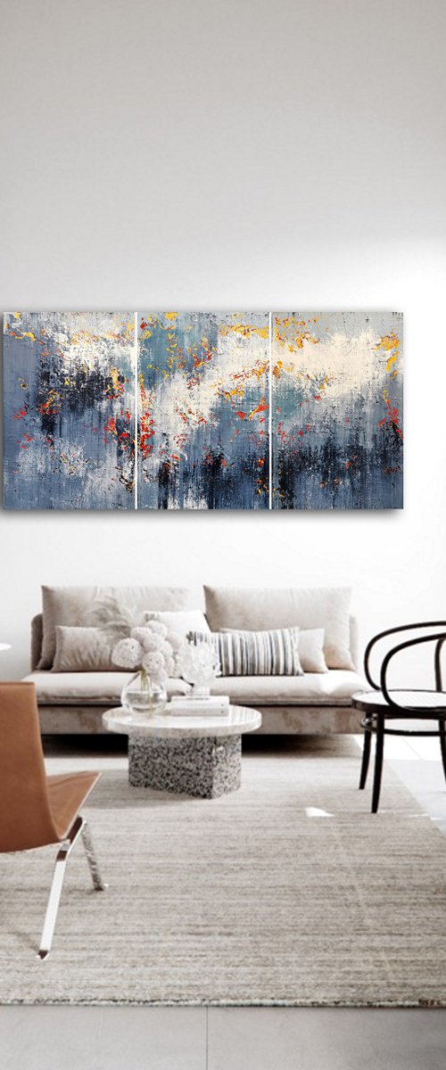 180x90cm. / Abstract triptych / Abstract 2124 by Alex Senchenko