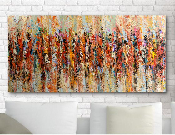 Colorful Autumn - Abstract Landscape Painting, Palette Knife Art