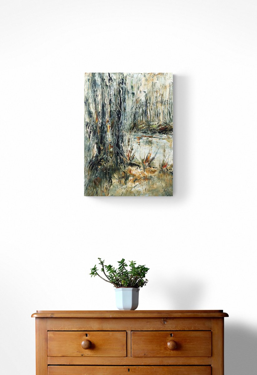 Impressionistic Landscape Oil Painting By Yana Dulger, 16 X 22", "In The Forest", Original Artwork