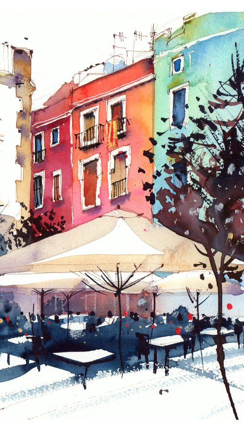 Sunny Plaza in Figueres by Anastasia YOUKKI Mamoshina