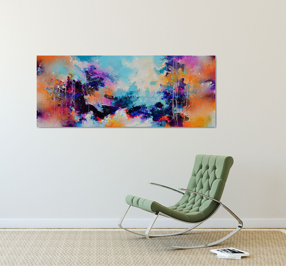 Fresh Moods 88 - 150x60 cm Large Abstract Pallet Knife Colourful Painting