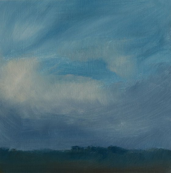 Clouds - small size - oil painting on paper - 20X20 cm