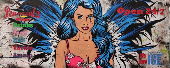 Angelic 210cm x 86cm Angel Urban Pop Art Recycled Timber Pallet