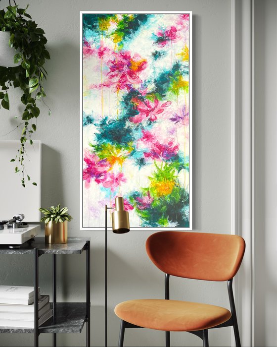 “Floral frequency” large abstract painting