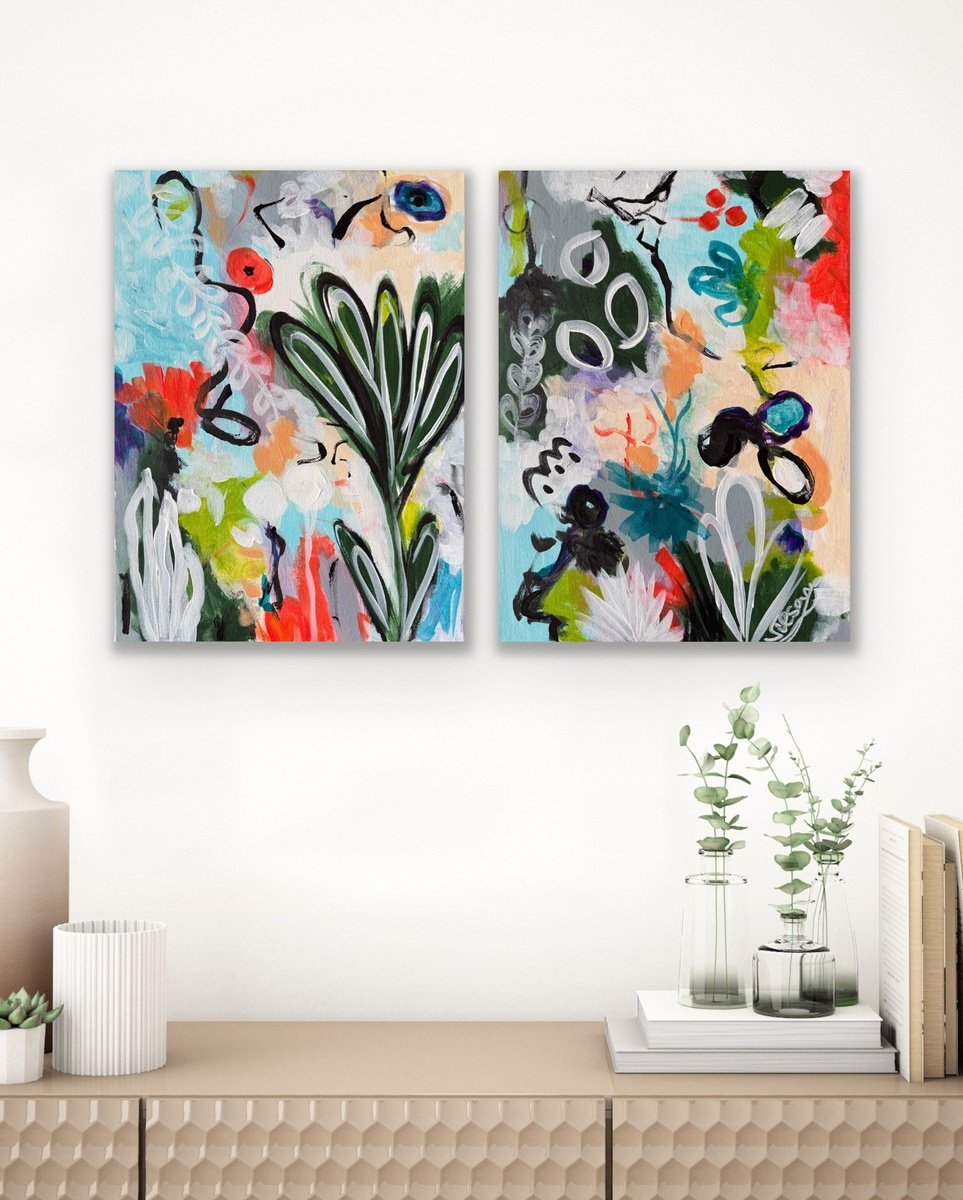 Organic Abstract Acrylic Painting By Veronica Vilsan, 24 X 16", Balance 8, Original Artwork