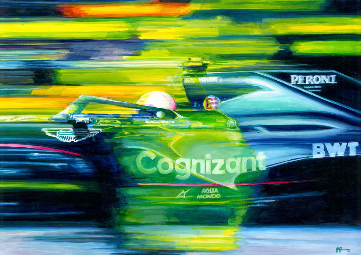 Sebastian Vettel - 2021 Azerbaijan Gp By Alex Stutchbury, 25 X 18, Artwork For Sale On Artfinder