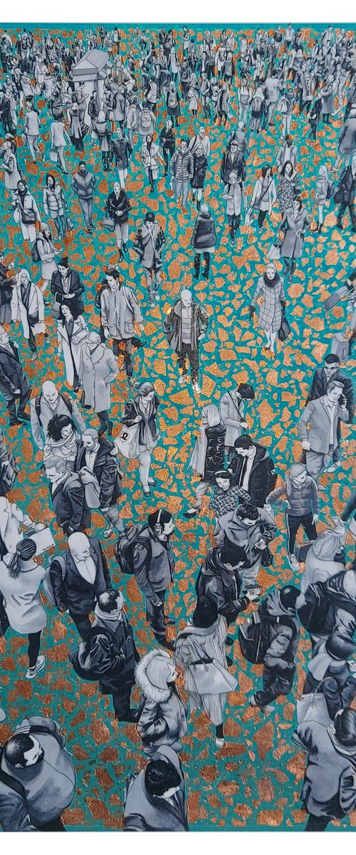 “People At The Station II” (Teal Gradient and Copper) by Arturo Garcia de las Heras (Agheras73)