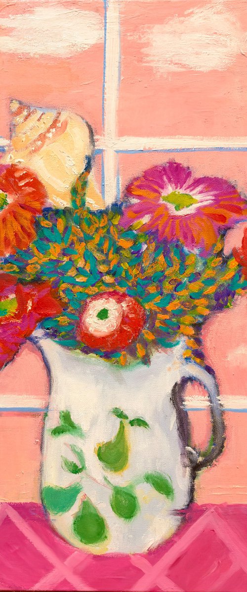 "Dahlias & Seashells" by Susan  Stewart