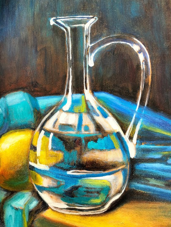Glass Decanter and Lemons