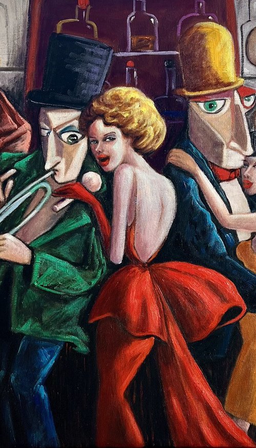 Red dress, Green eyes by Ta Byrne