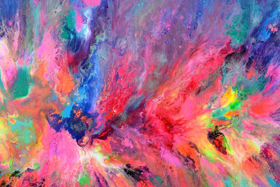 55x31.5'' FREE SHIPPING Large Ready to Hang Abstract Painting - XXXL Huge Colourful Modern Abstract Big Painting, Large Colorful Painting - Ready to Hang, Hotel and Restaurant Wall Decoration, Happy Harmony XXI