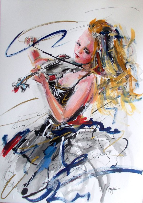 Allegro I -Woman Violinist  on Paper