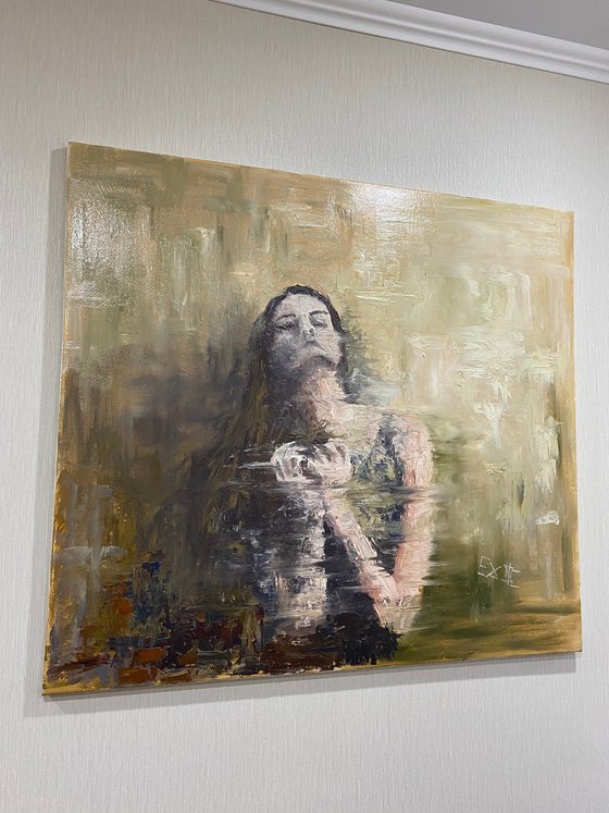 screams can’t drown my fear — contemporary figurative on stretched canvas