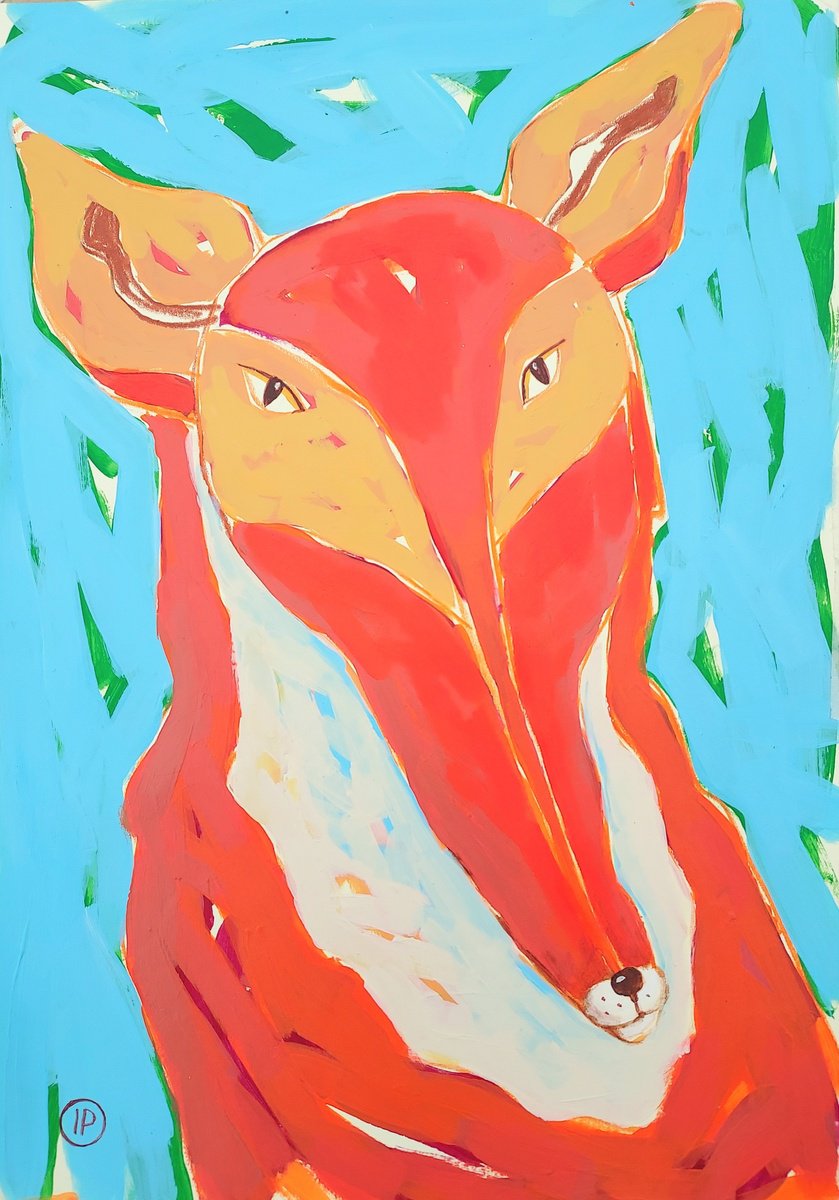 Impressionistic Animal Painting By Irina Plaksina, 8 X 12, Red Fox, Original Artwork