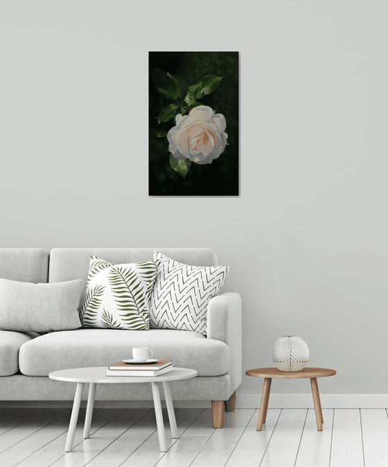 "Awe"  rose flower  liGHt original painting  GIFT (2018)