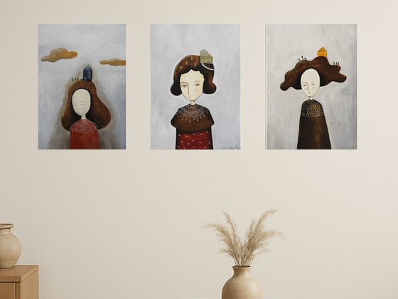 Thinking about home, set of 3