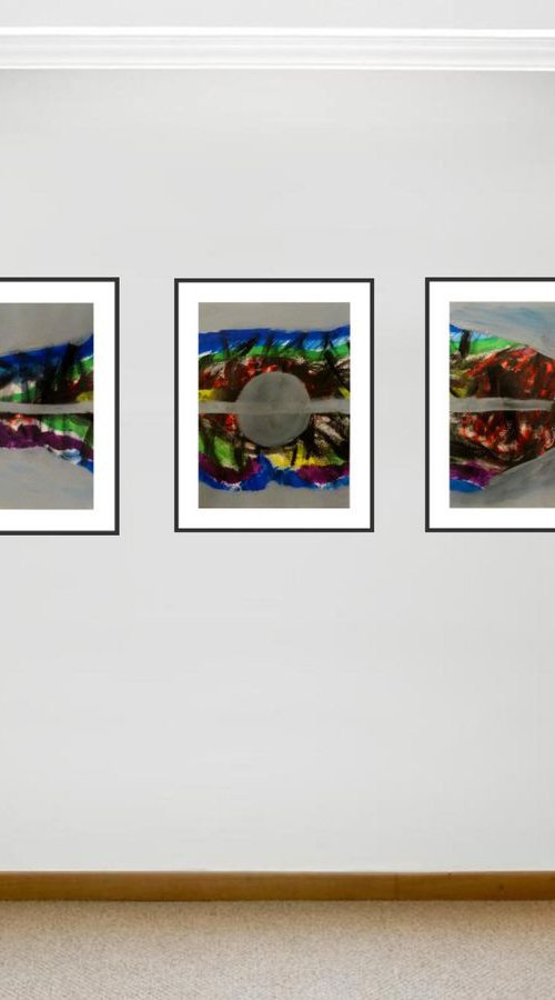 reflets / Triptych : 35,43 x 15,75 in (90 x 40 cm) by Pierre-Yves Beltran