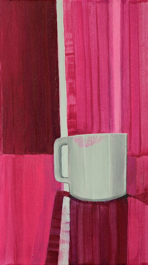 Cup of coffee with lip print by Olga Chertova