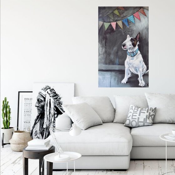 Bull terrier painting called 'The Celebration'