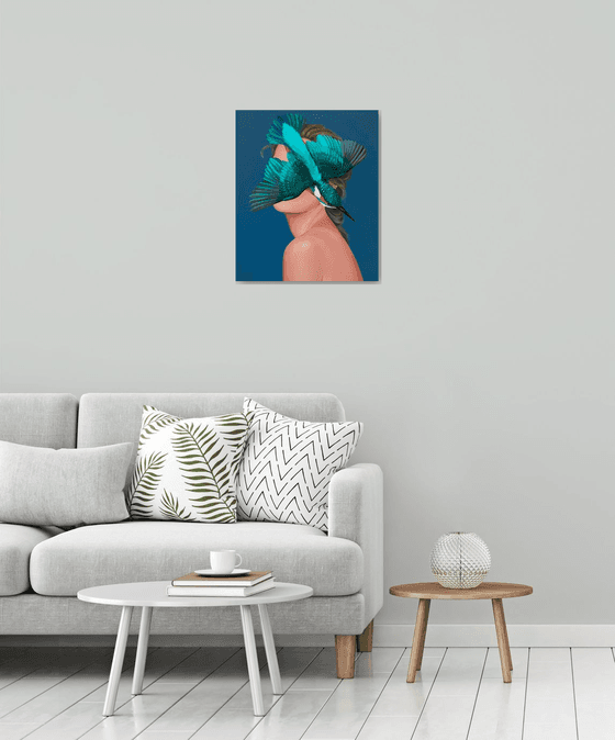 Woman with a kingfisher