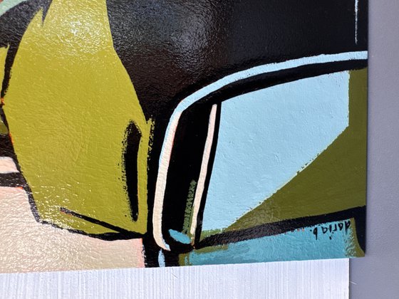 Man in Bus Small Original Painting