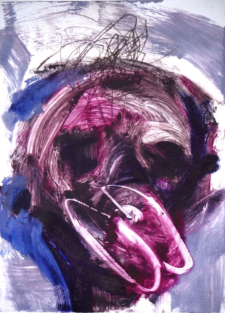 Expressive Portrait Limited Edition Print By Cynthia Gregorova, 8 X 12, Labyrinth Iii, Original Artwork