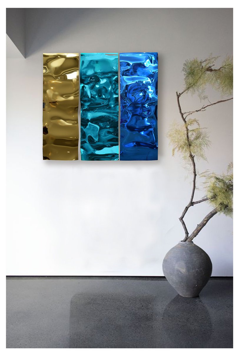 Geometric Abstract Sculpture By Anna Sidi-Yacoub, 35 X 34, Dancing Waves Ii, Original Artwork