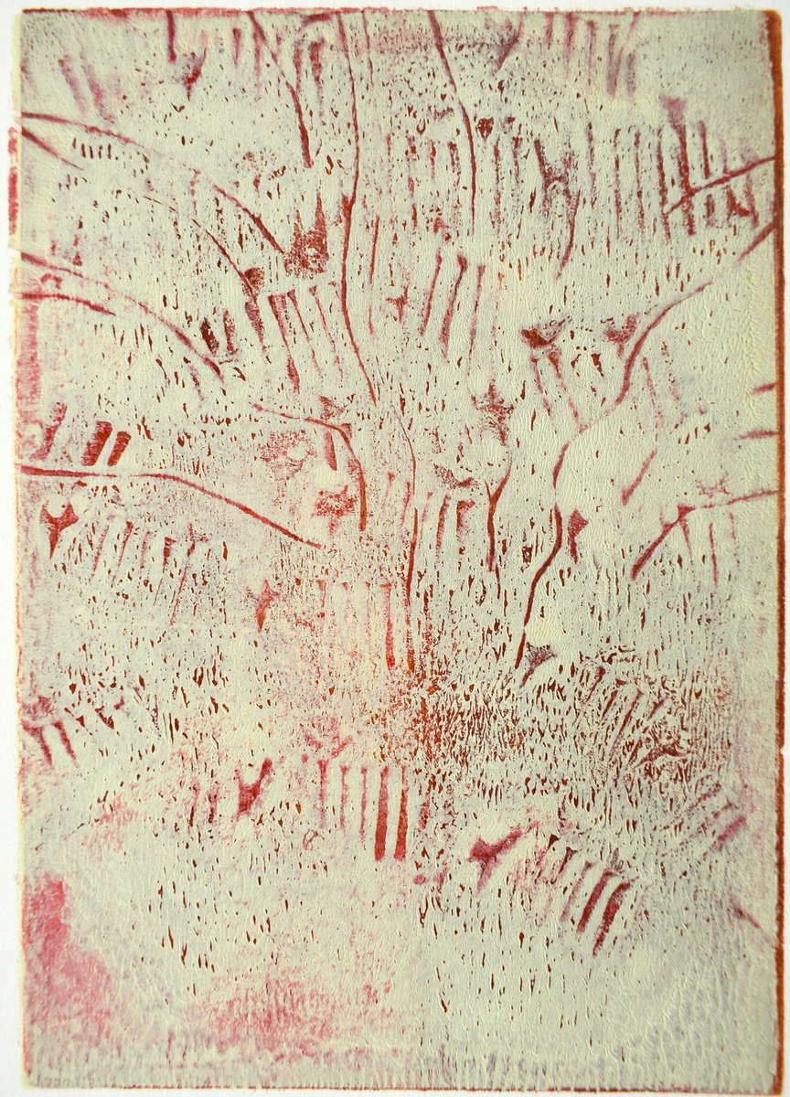 Organic Abstract Limited Edition Print By Hilde Hoekstra, 7 X 9, A Cautious Start To Bud, Original Artwork