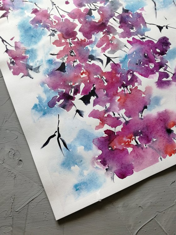 Pink flowers painting
