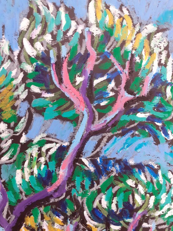 Olive grove in blue