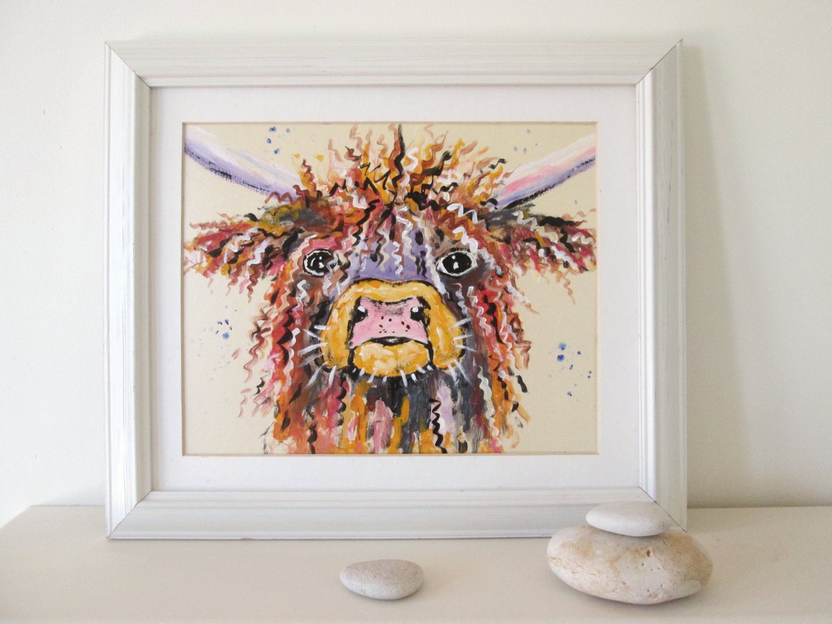 Highland Cow acrylic painting by MARJANSART