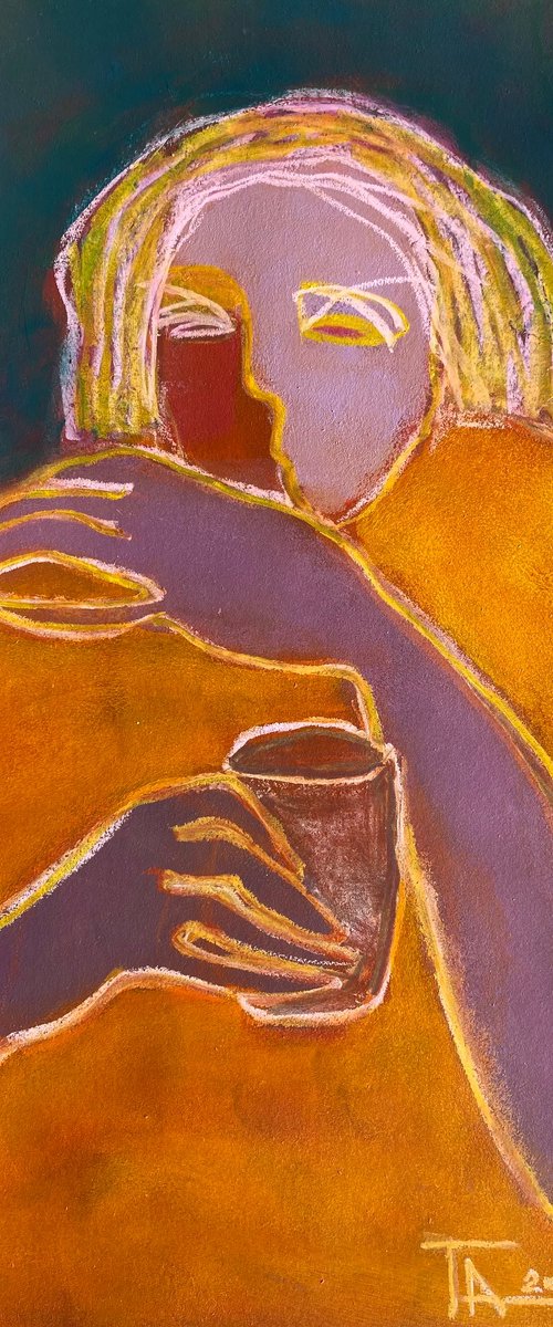 Portrait with a glass. by Tatjana Auschew