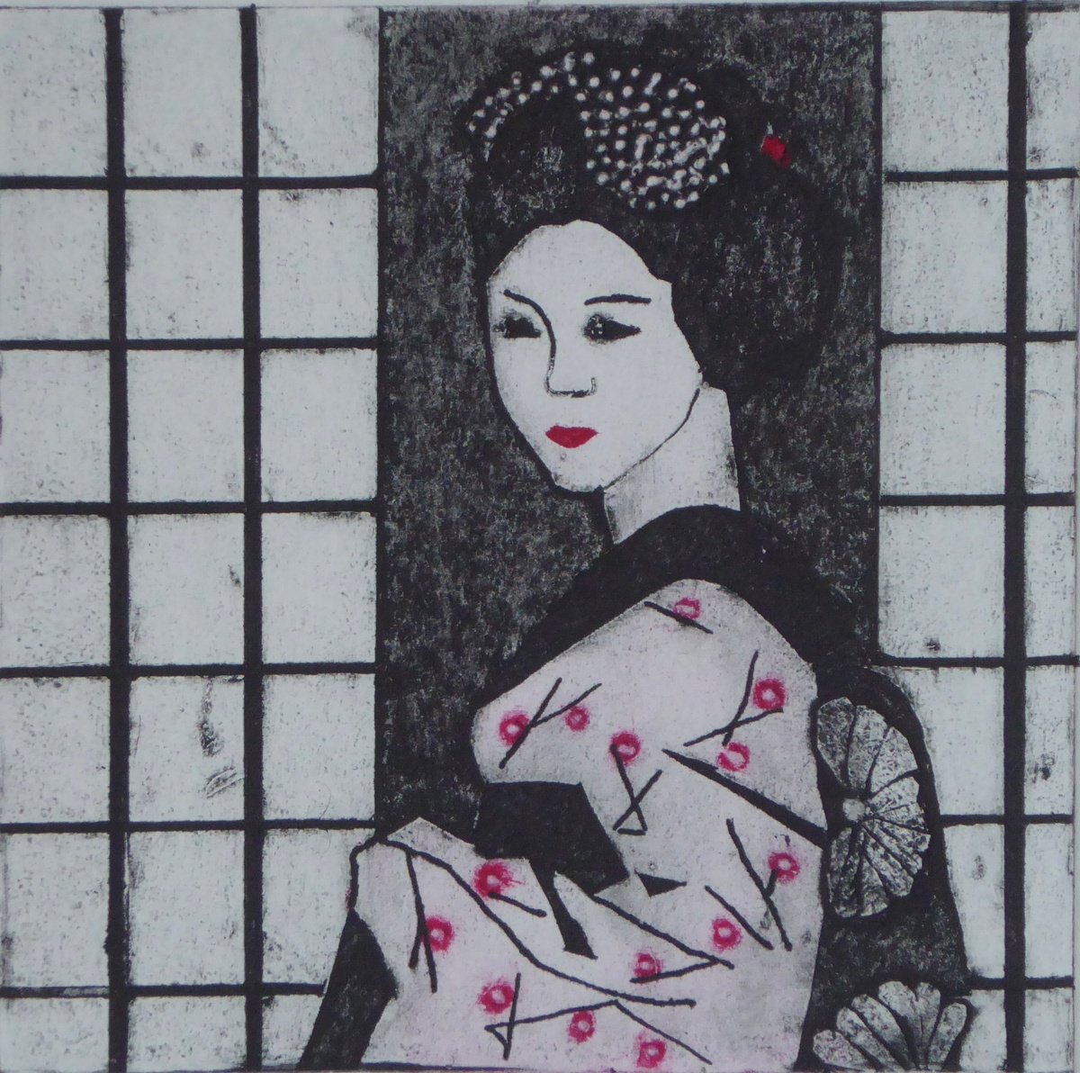 Expressive Portrait Limited Edition Print By Sue Roe, 9 X 9", Ume, Original Artwork